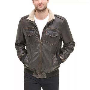 Levi’s Sherpa Lined Faux Leather Aviator Bomber Jackets